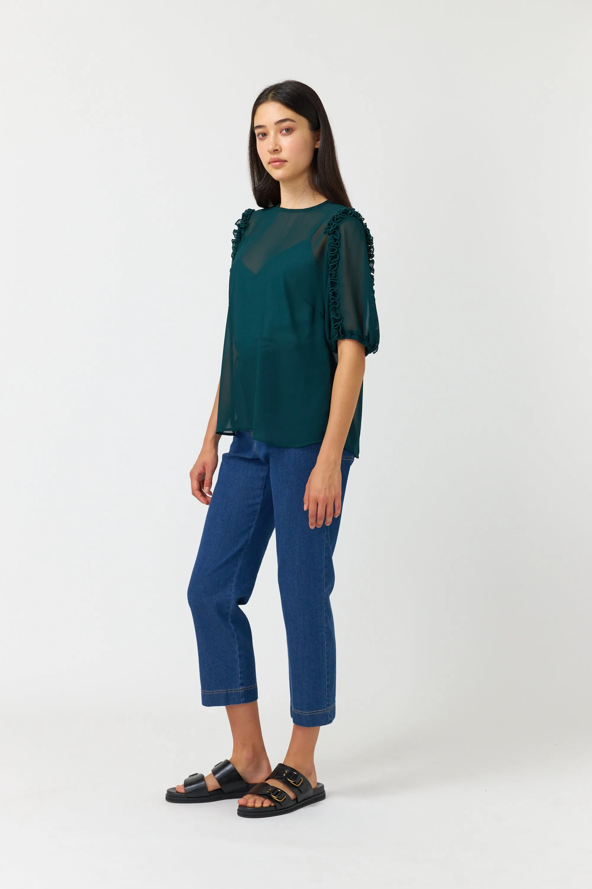 Sylvester Denim Cropped Trouser Mid Blue