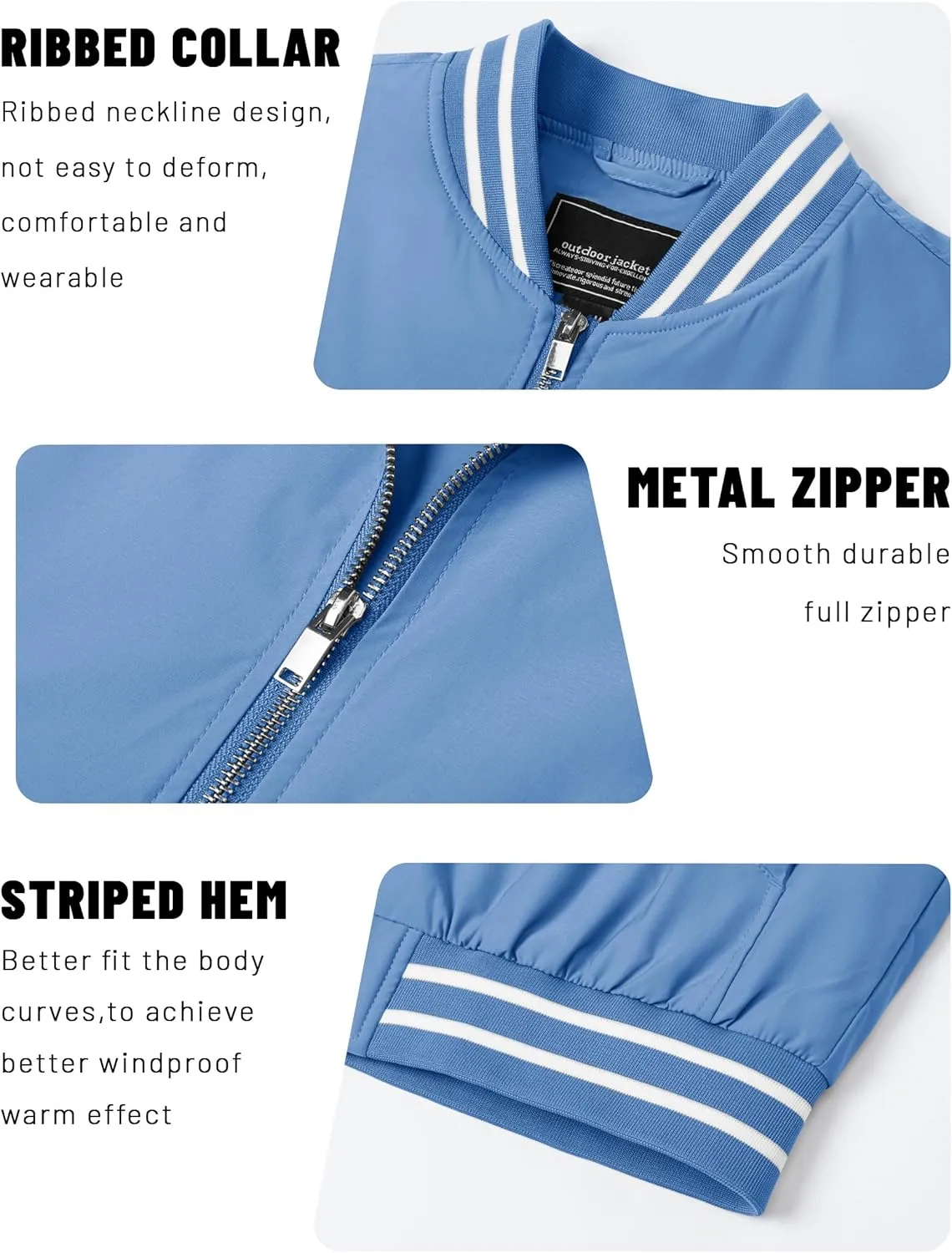 TACVASEN Men's Lightweight Jacket Casual Spring Fall Windbreaker Bomber Zip Up Coat With Pocket