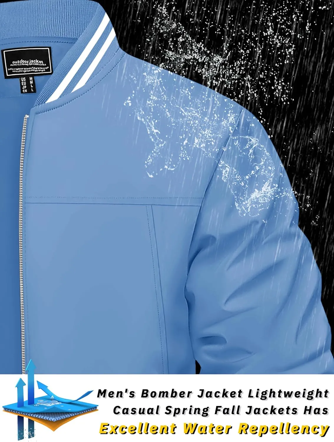 TACVASEN Men's Lightweight Jacket Casual Spring Fall Windbreaker Bomber Zip Up Coat With Pocket