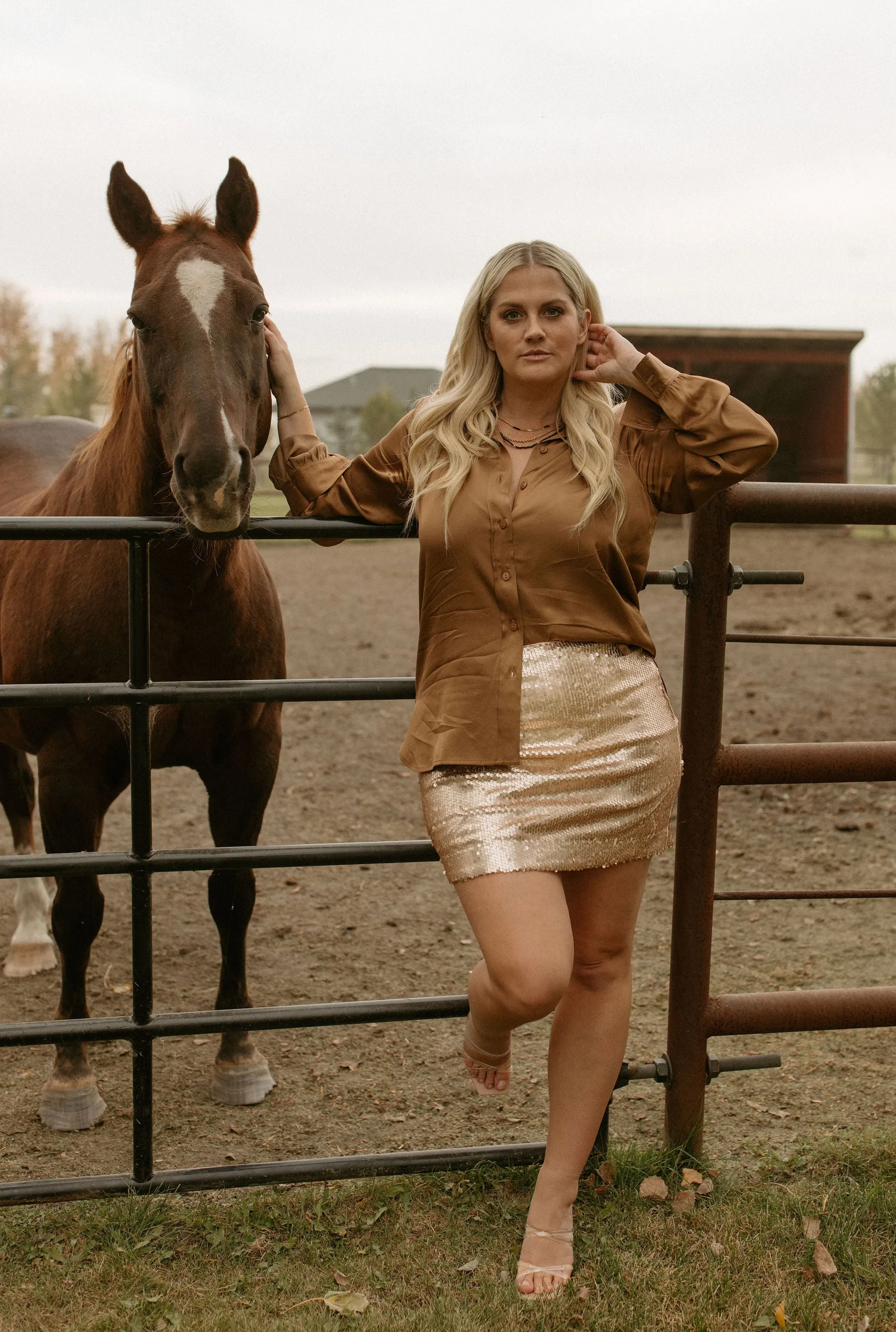 The Coraline Satin Shirt by Part Two - Toasted Coconut - PLUS