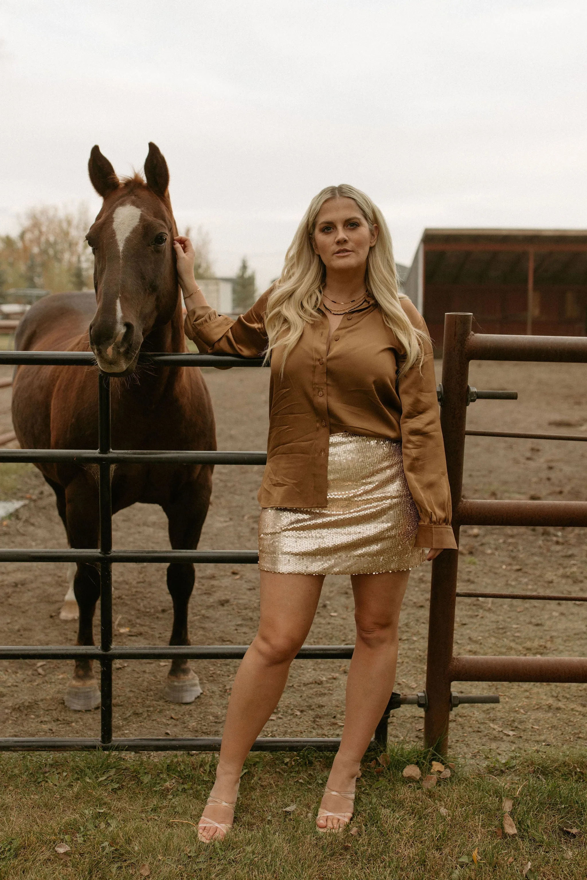 The Coraline Satin Shirt by Part Two - Toasted Coconut - PLUS