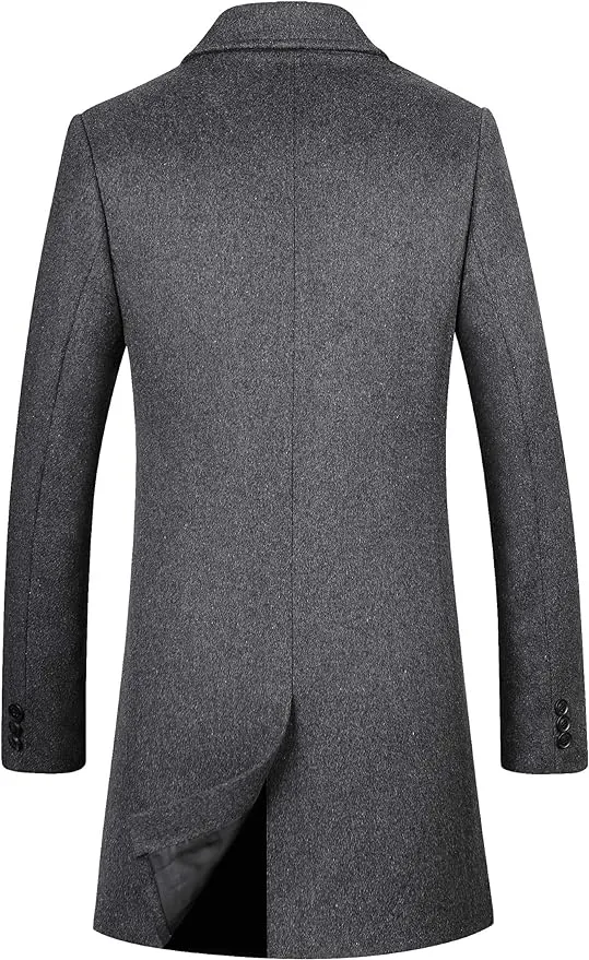 The New Yorker Navy Wool 4 Button Long Sleeve Double Breasted Trench Coat