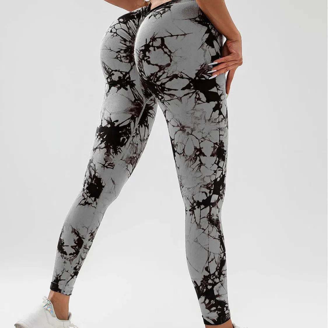 Tie Dye V-Waist Leggings Fitness Women Scrunch Butt Lift Yoga