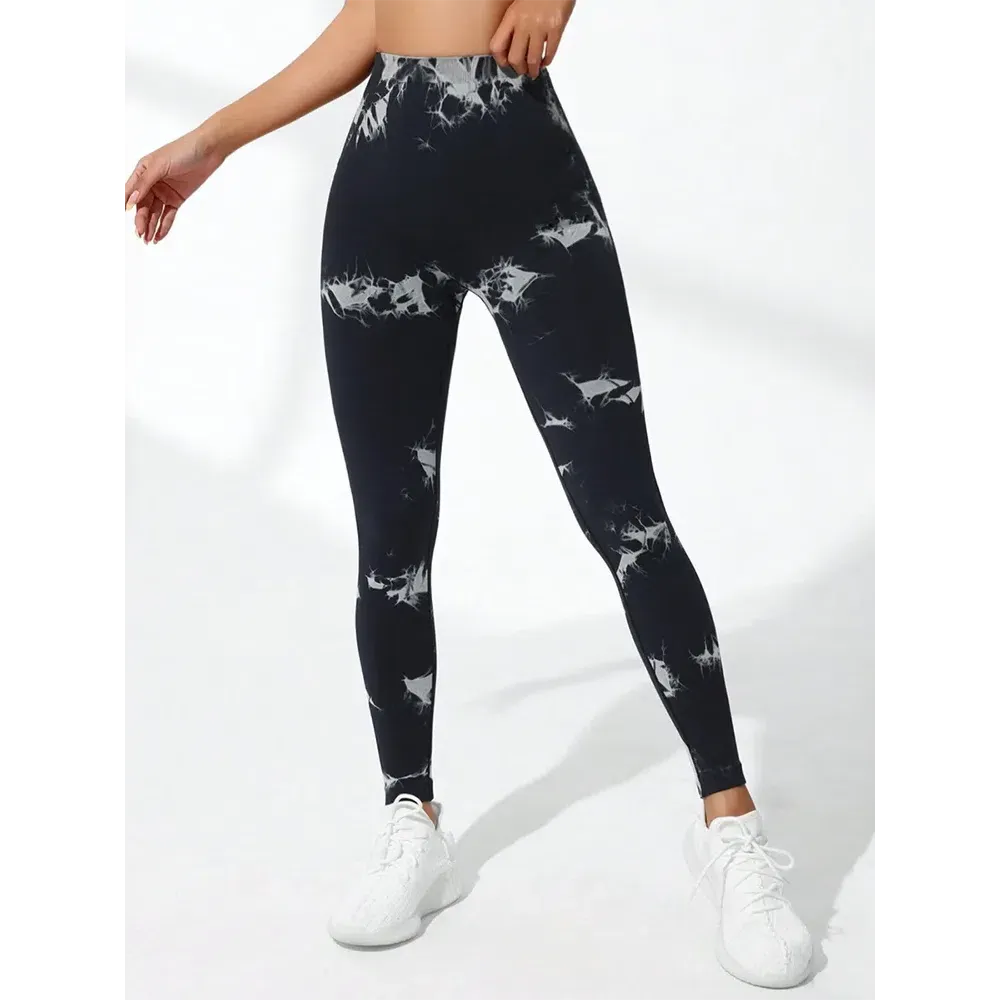 Tie Dye V-Waist Leggings Fitness Women Scrunch Butt Lift Yoga