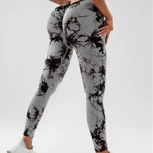 Tie Dye V-Waist Leggings Fitness Women Scrunch Butt Lift Yoga