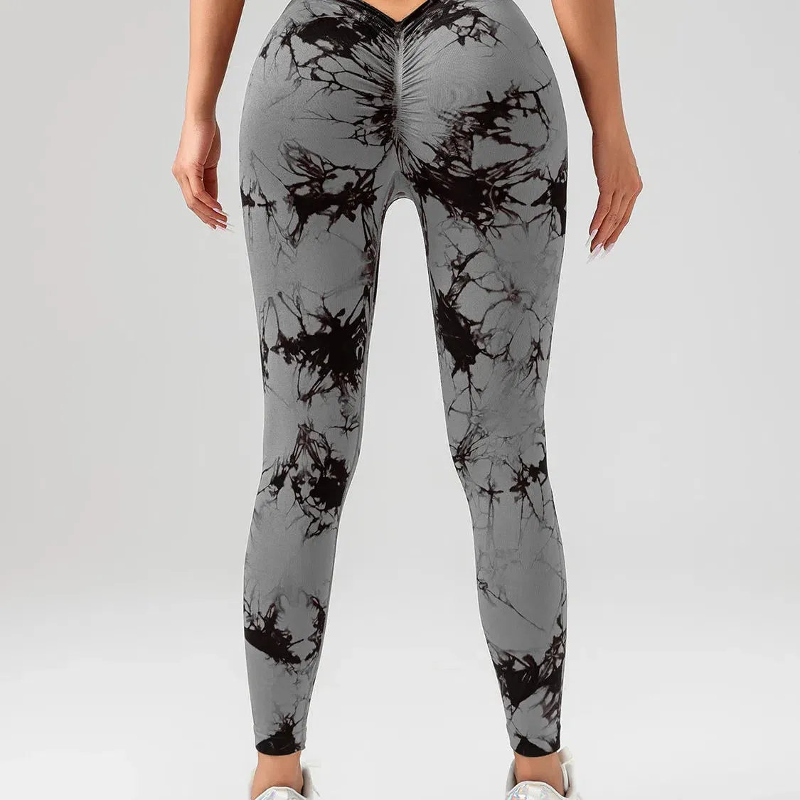 Tie Dye V-Waist Leggings Fitness Women Scrunch Butt Lift Yoga