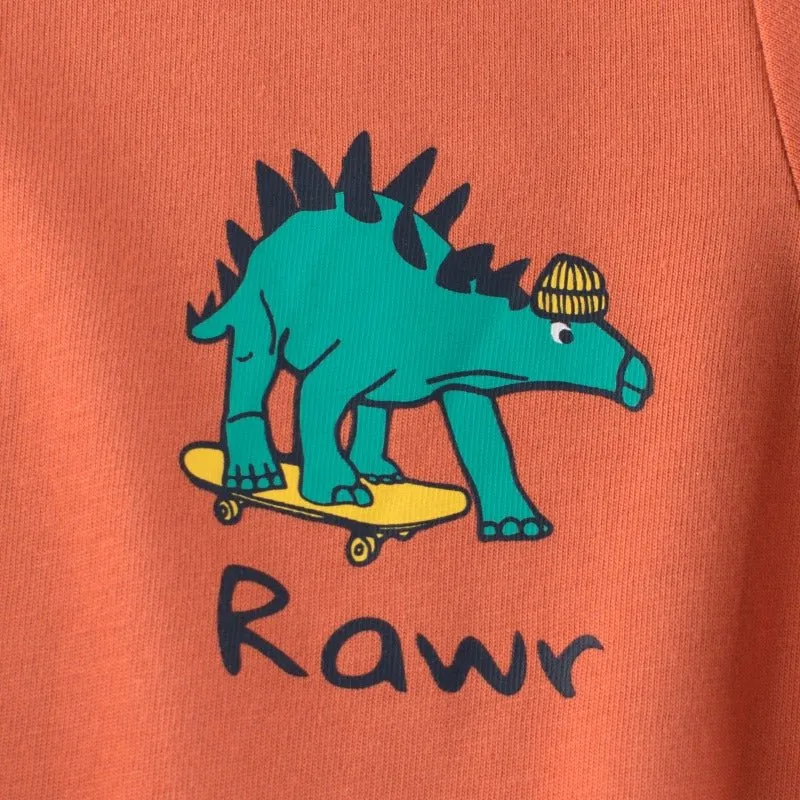 Toddler/Kid Boy's Orange Color Dinosaur Print T-shirt