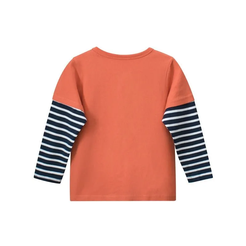 Toddler/Kid Boy's Orange Color Dinosaur Print T-shirt