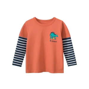 Toddler/Kid Boy's Orange Color Dinosaur Print T-shirt