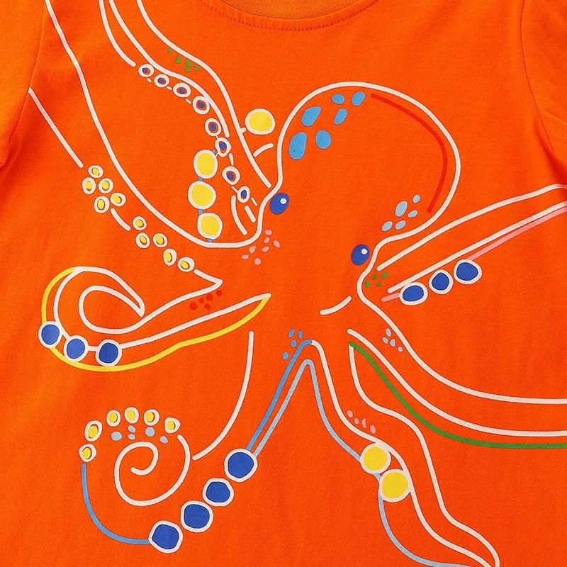 Toddler/Kid's Cartoon Squid Design Summer T-Shirt
