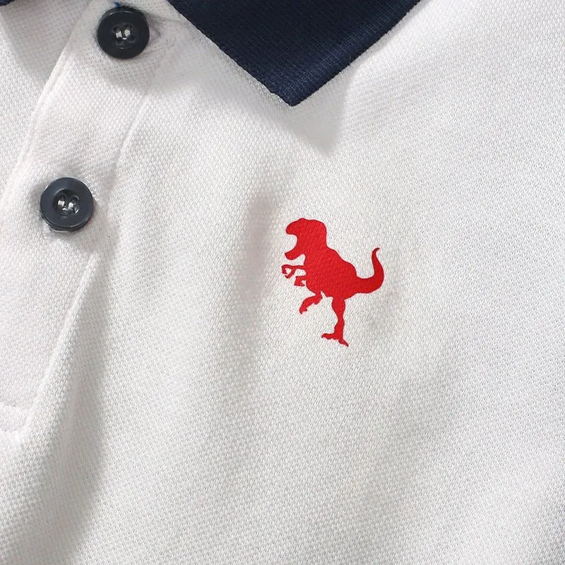 Toddler/Kid's Short Sleeve Summer Polo T-shirt with Red and Blue Color Block