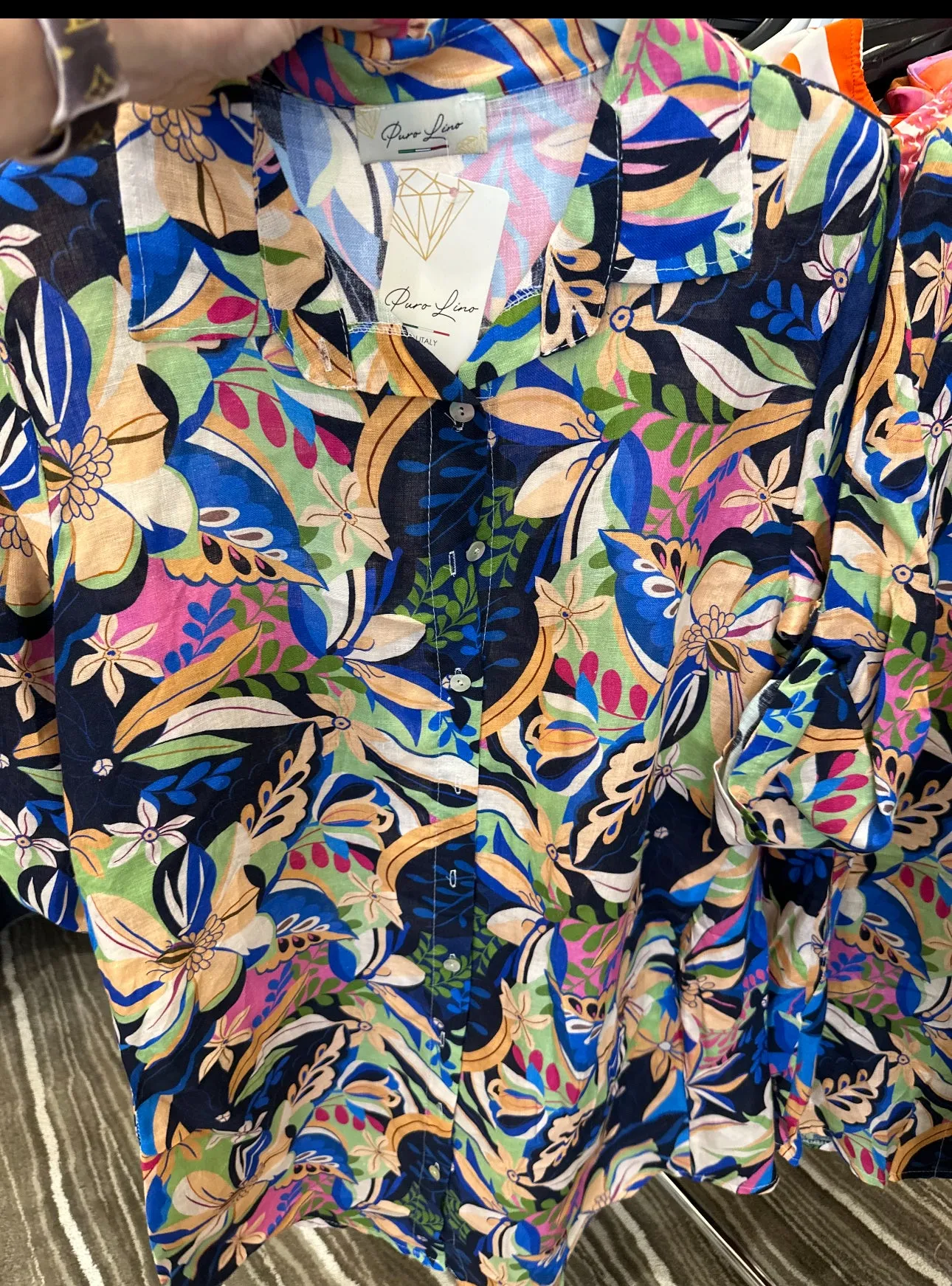 Tropical Linen Button Down Dress