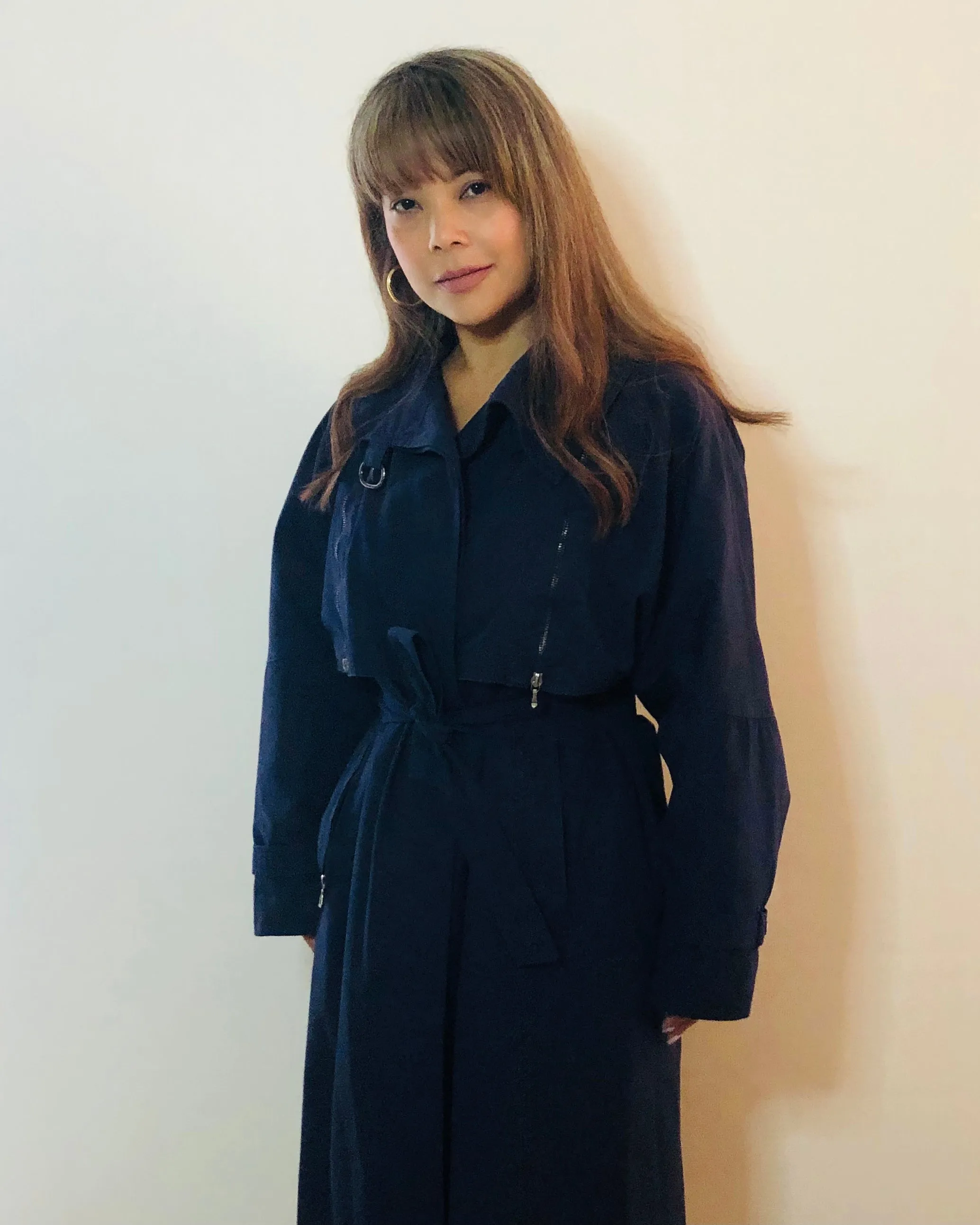 Vintage Navy Blue Classic Trench Coat