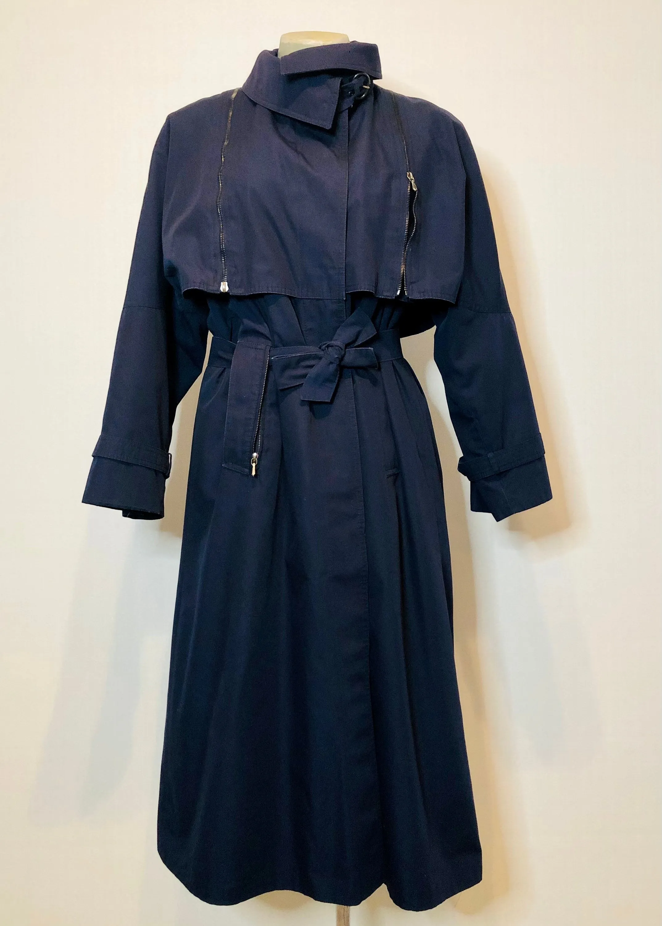 Vintage Navy Blue Classic Trench Coat