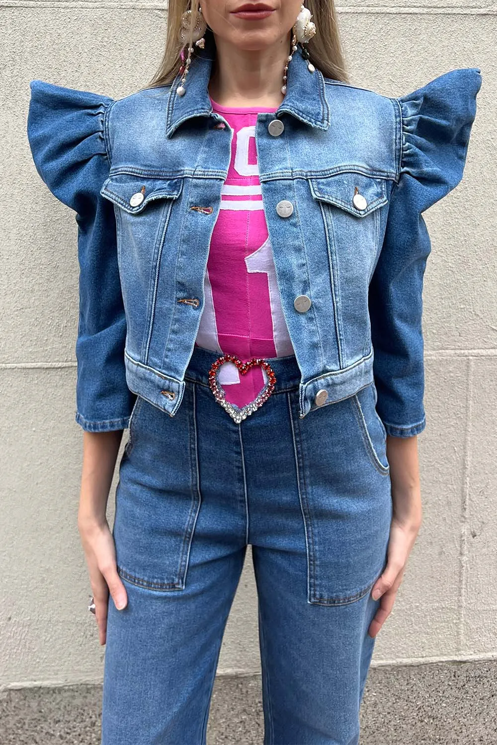 Vivetta - Denim Puff Sleeve Jacket: Indigo