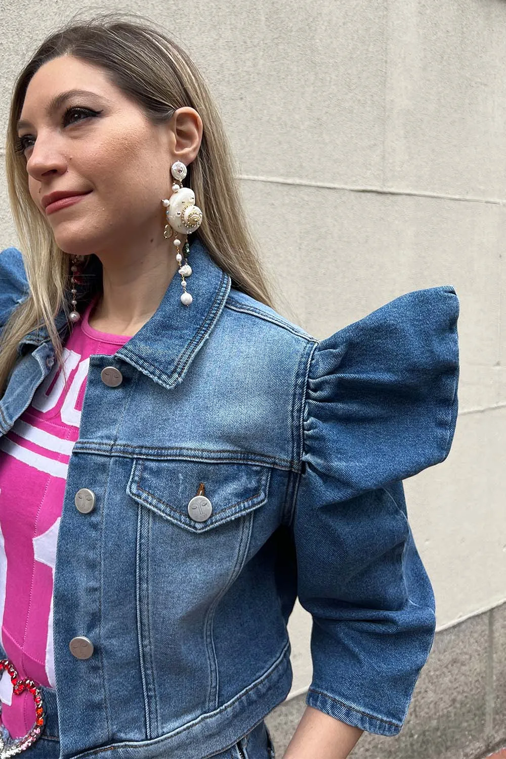 Vivetta - Denim Puff Sleeve Jacket: Indigo