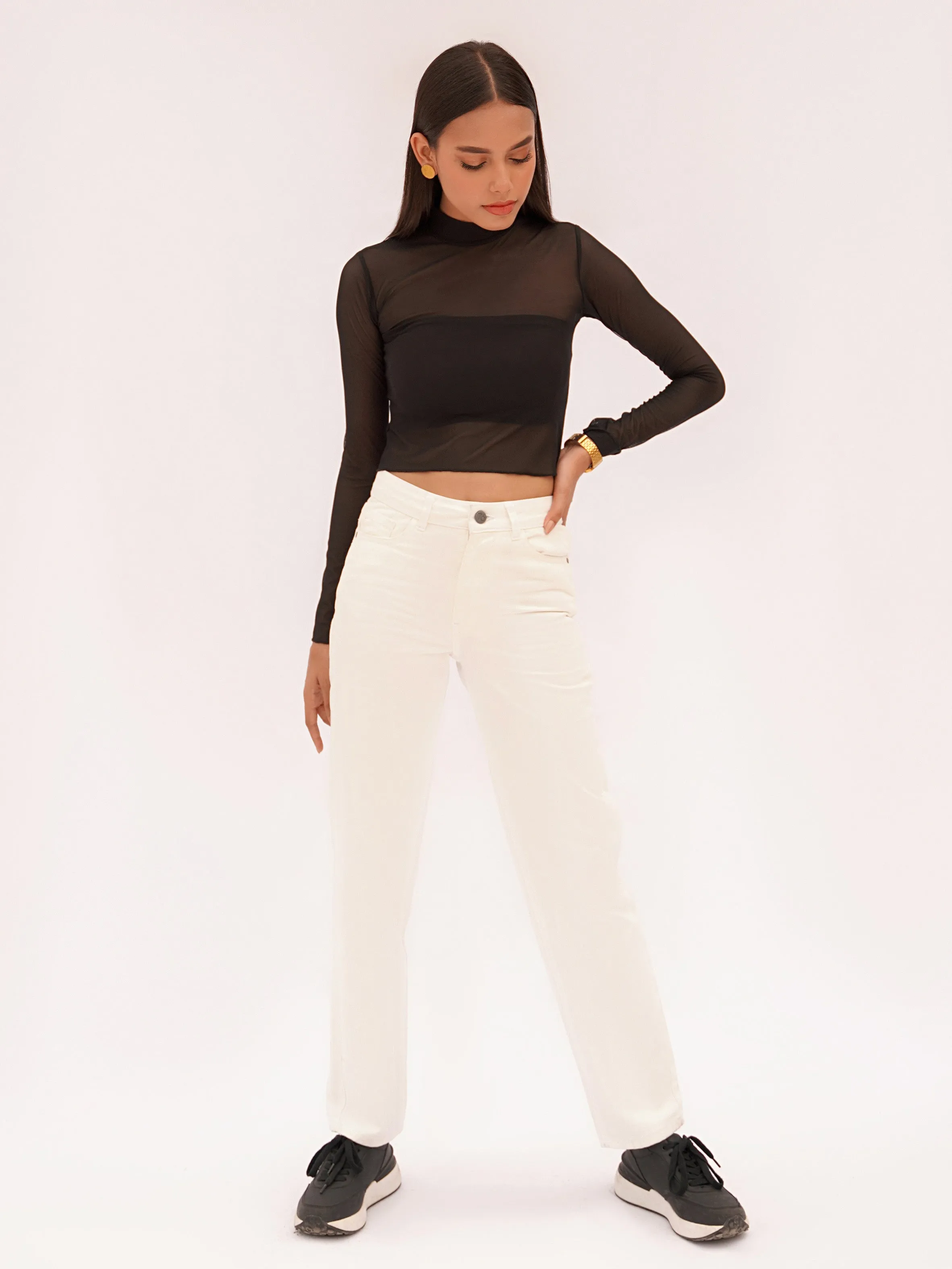 White Straight-Leg Jeans