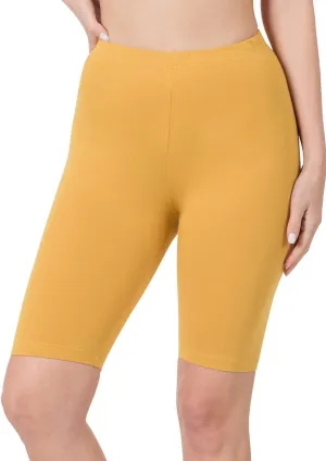Women Cotton High Waist Active Bermuda Bike Short Leggings 10" Length