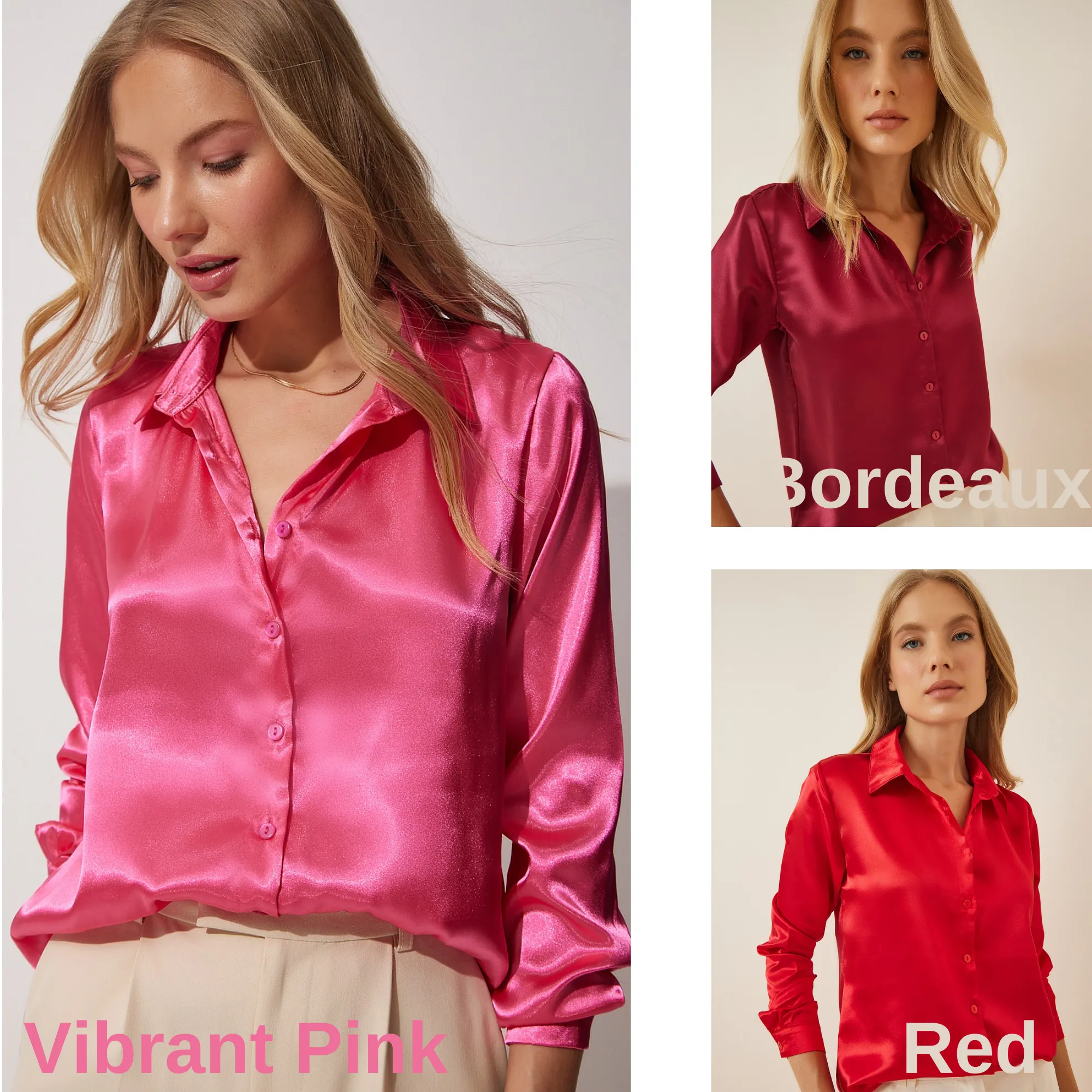 Women's Light Flowy Satin Surface Woman Blouse, Satin  Blouse,Gift For Her,Cotton Blouse,Boho Blouse,Satin Long Sleeve Womens Blouse 2