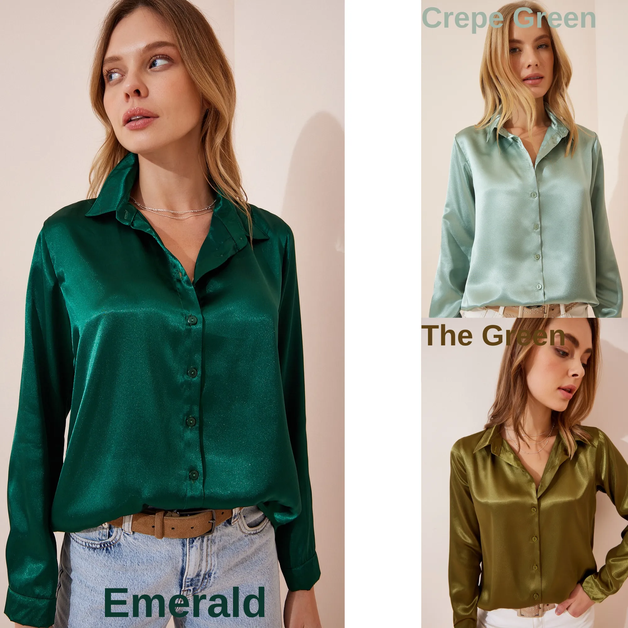 Women's Light Flowy Satin Surface Woman Blouse, Satin  Blouse,Gift For Her,Cotton Blouse,Boho Blouse,Satin Long Sleeve Womens Blouse 2