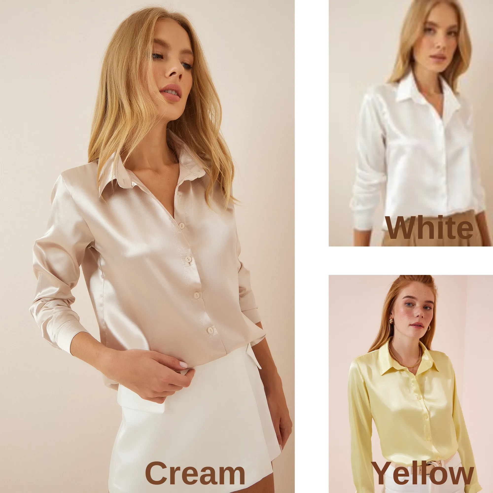 Women's Light Flowy Satin Surface Woman Blouse, Satin  Blouse,Gift For Her,Cotton Blouse,Boho Blouse,Satin Long Sleeve Womens Blouse 2