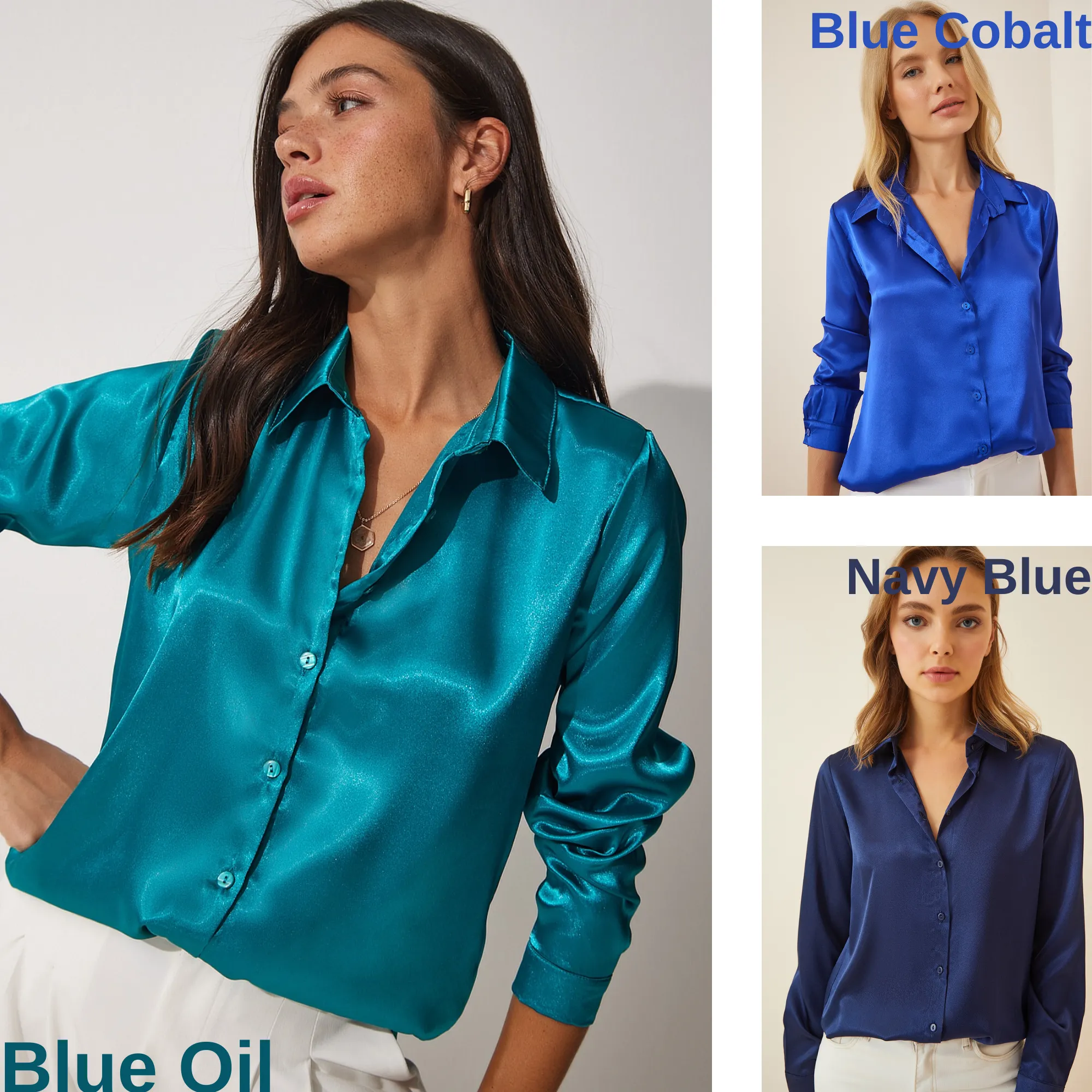 Women's Light Flowy Satin Surface Woman Blouse, Satin  Blouse,Gift For Her,Cotton Blouse,Boho Blouse,Satin Long Sleeve Womens Blouse 2