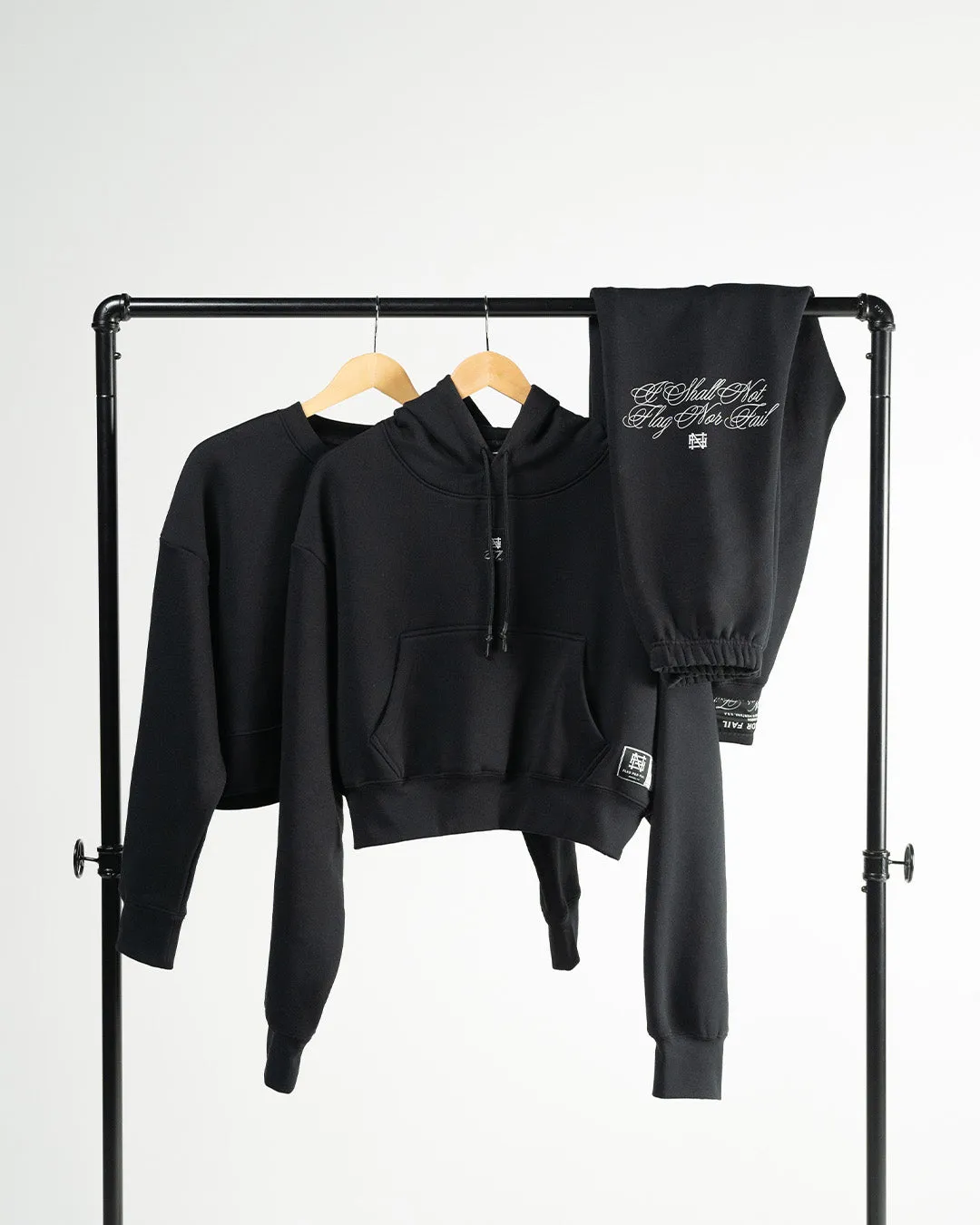 WOMENS OVERSIZED CROP HOODIE - BLACK