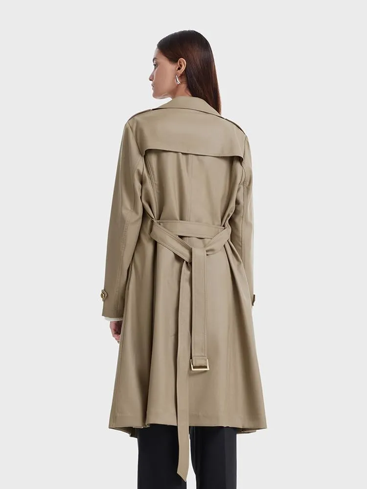 Worsted Woolen Women Trench Coat With Belt