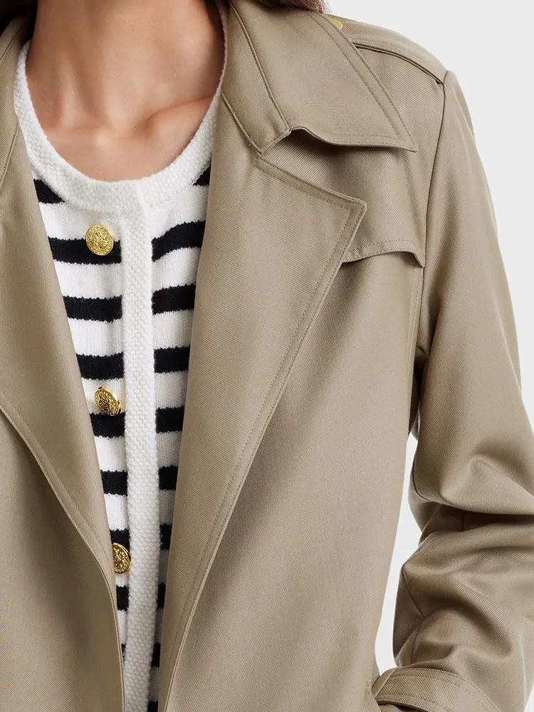 Worsted Woolen Women Trench Coat With Belt