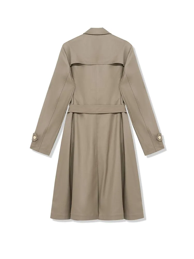 Worsted Woolen Women Trench Coat With Belt