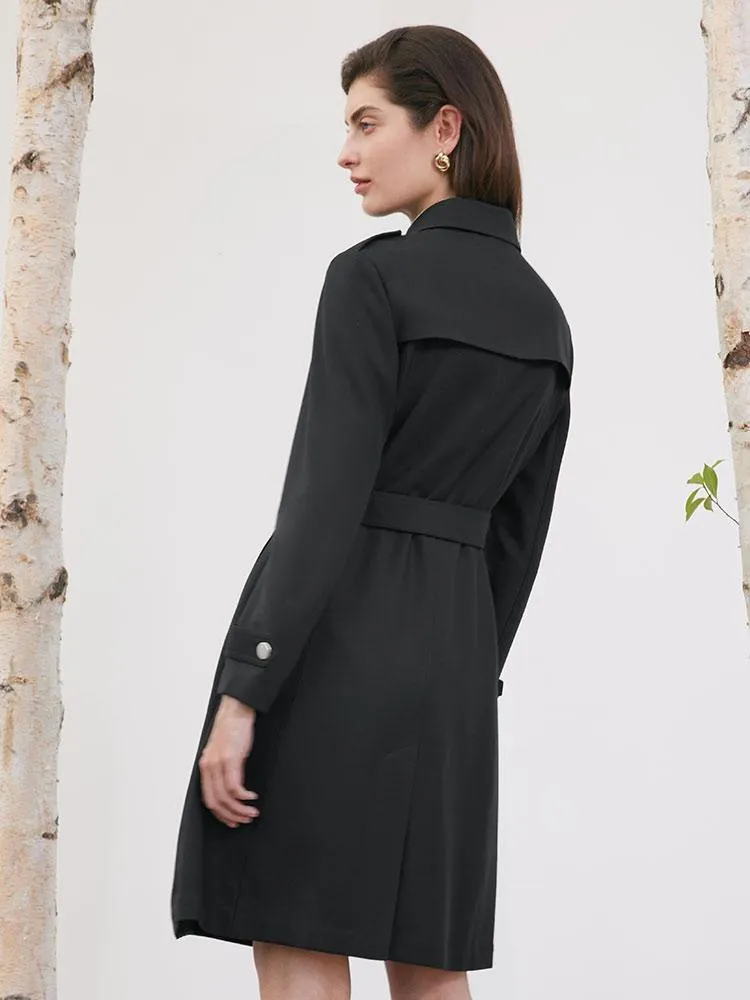 Worsted Woolen Women Trench Coat With Belt