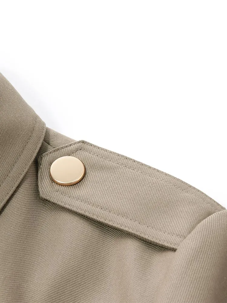 Worsted Woolen Women Trench Coat With Belt