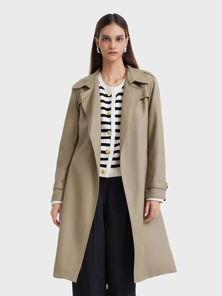 Worsted Woolen Women Trench Coat With Belt