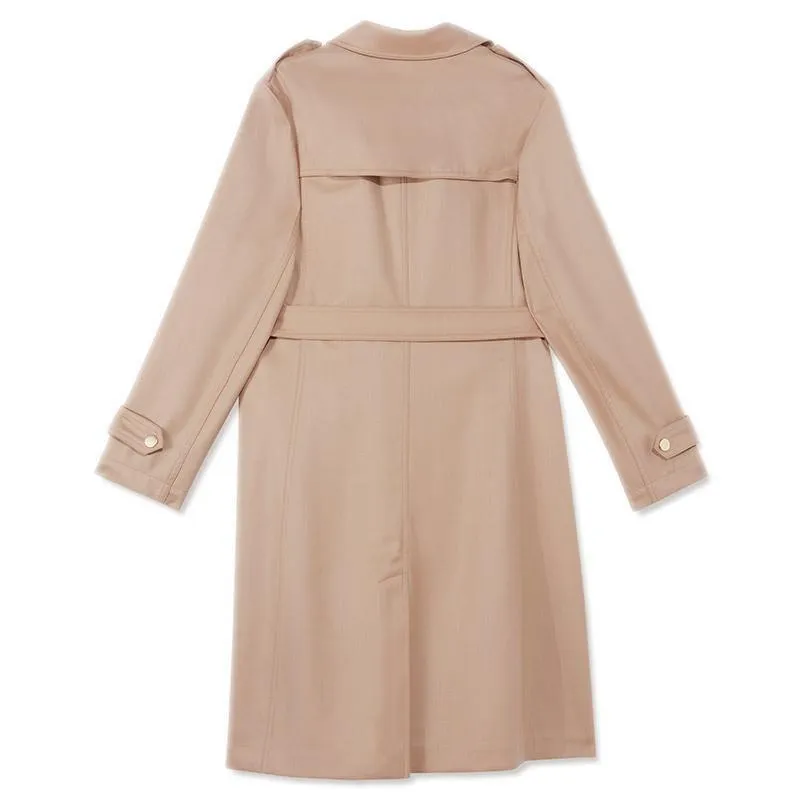 Worsted Woolen Women Trench Coat With Belt