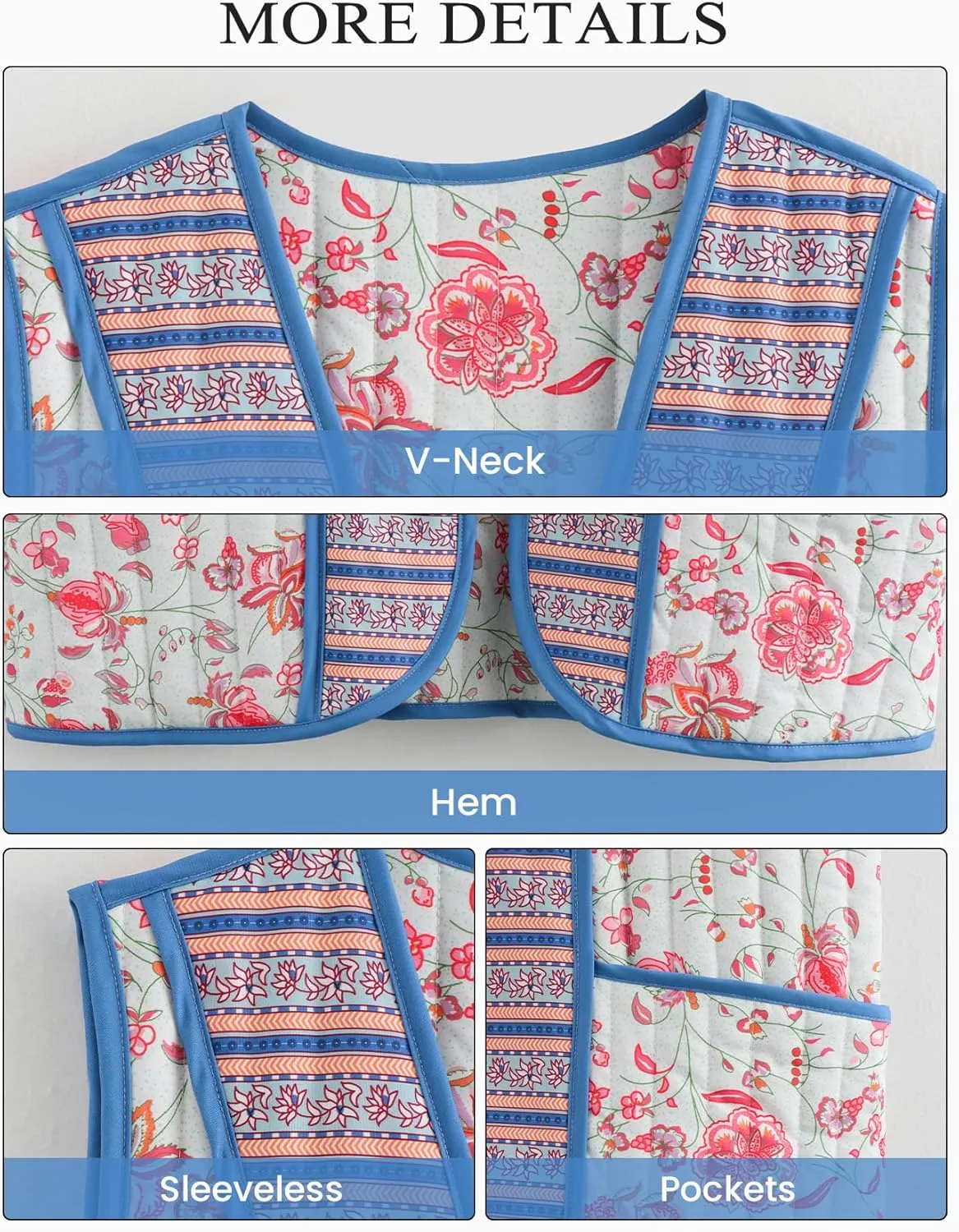 Wyeysyt Womens Floral Cropped Quilted Puffer Vest Printed Lightweight Sleeveless Padded Gilets Outwear