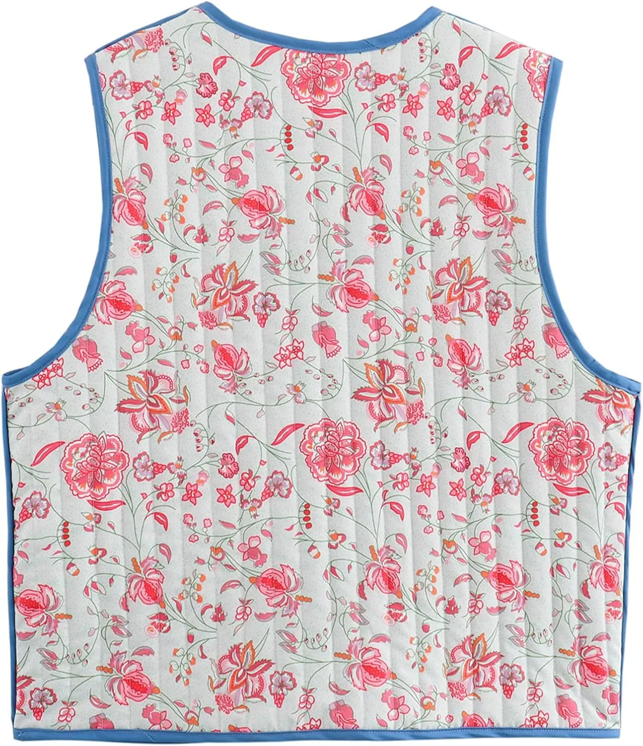 Wyeysyt Womens Floral Cropped Quilted Puffer Vest Printed Lightweight Sleeveless Padded Gilets Outwear