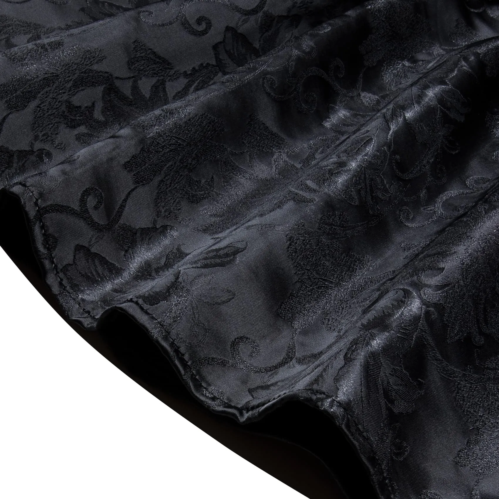 YourTies Black Long Sleeve Top Dark Grey Floral Men's Silk Dress Shirt
