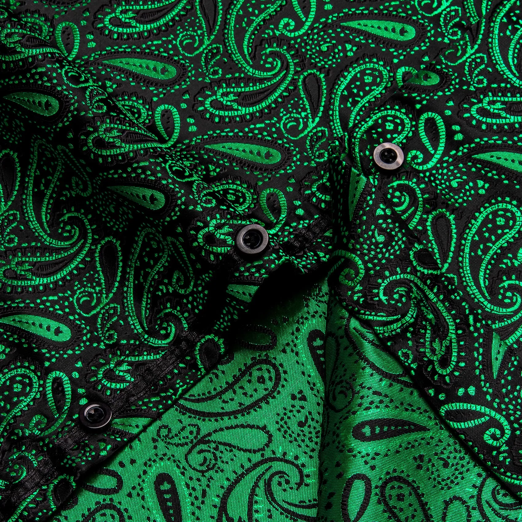 YourTies Medium Sea Green Shirt Black Green Jacquard Men Paisley Shirt