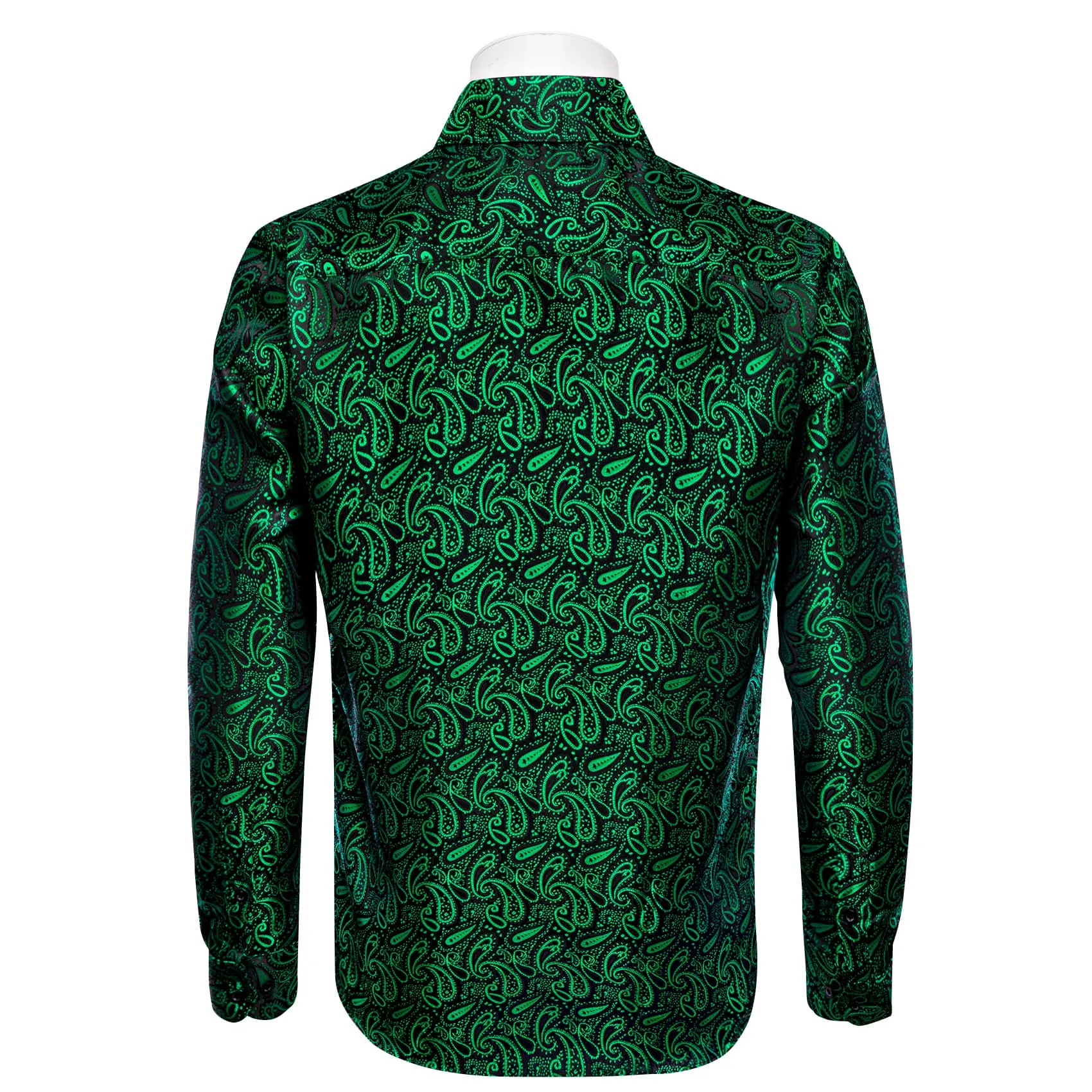 YourTies Medium Sea Green Shirt Black Green Jacquard Men Paisley Shirt
