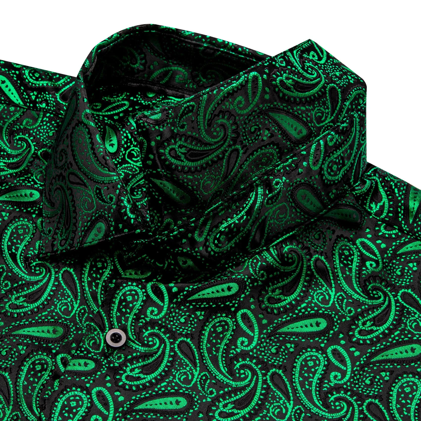 YourTies Medium Sea Green Shirt Black Green Jacquard Men Paisley Shirt