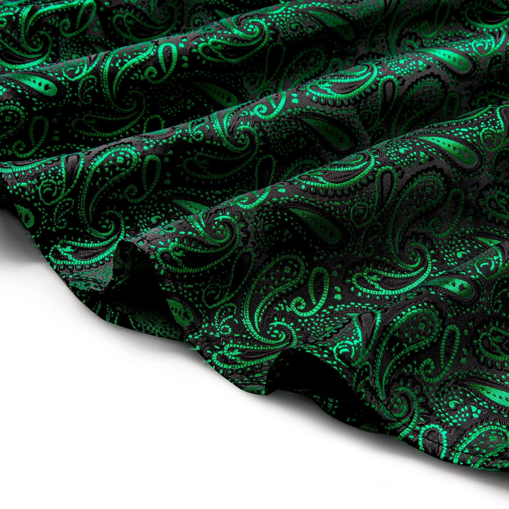 YourTies Medium Sea Green Shirt Black Green Jacquard Men Paisley Shirt