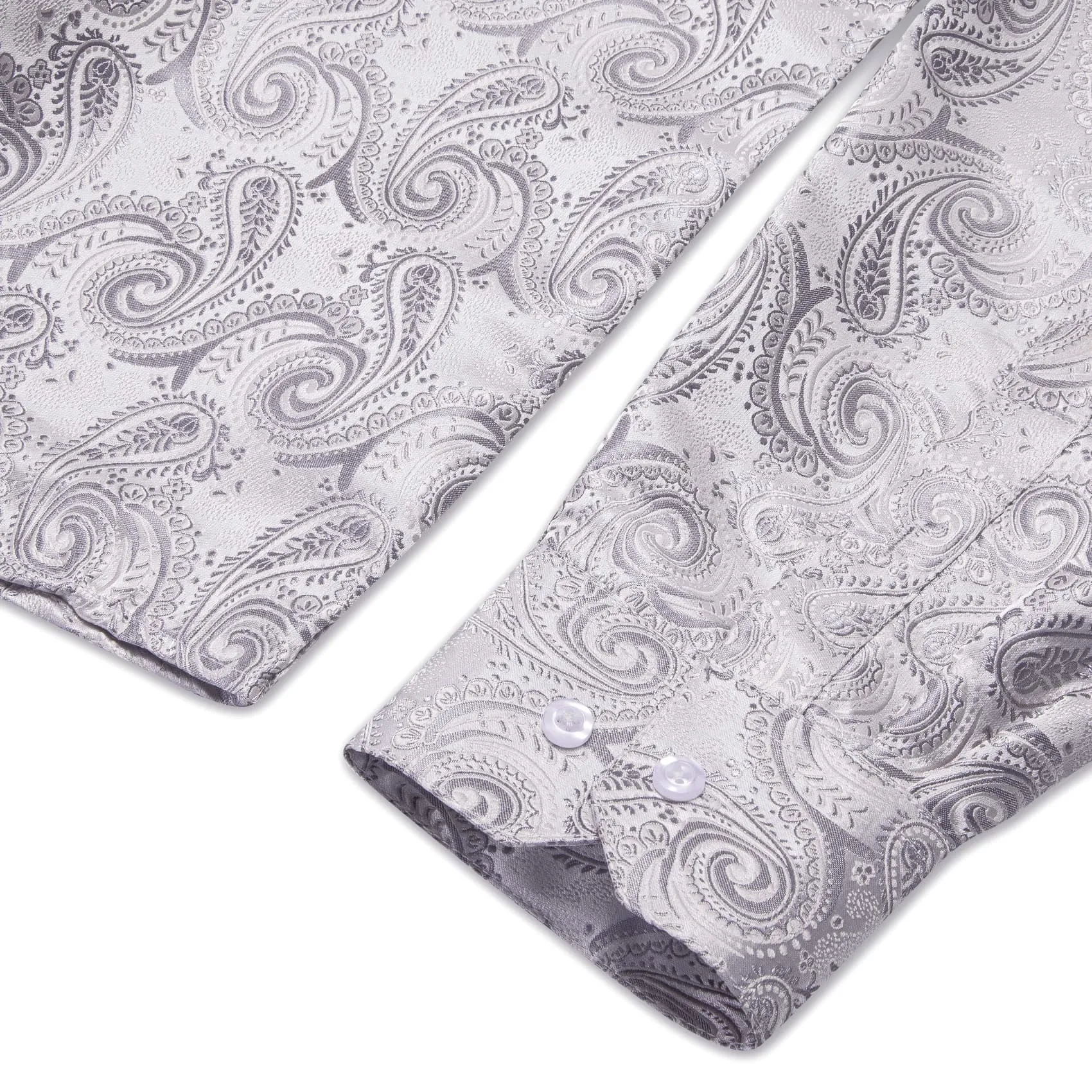 YourTies Silver Grey Shirt Jacquard Paisley Men's Long Sleeve Shirt