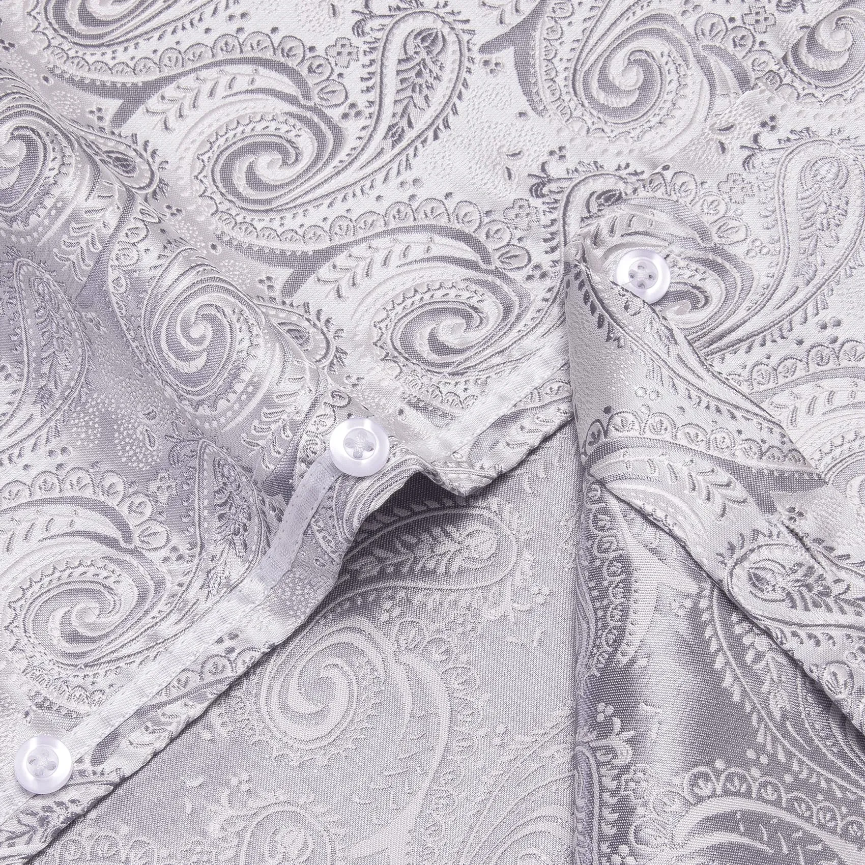 YourTies Silver Grey Shirt Jacquard Paisley Men's Long Sleeve Shirt