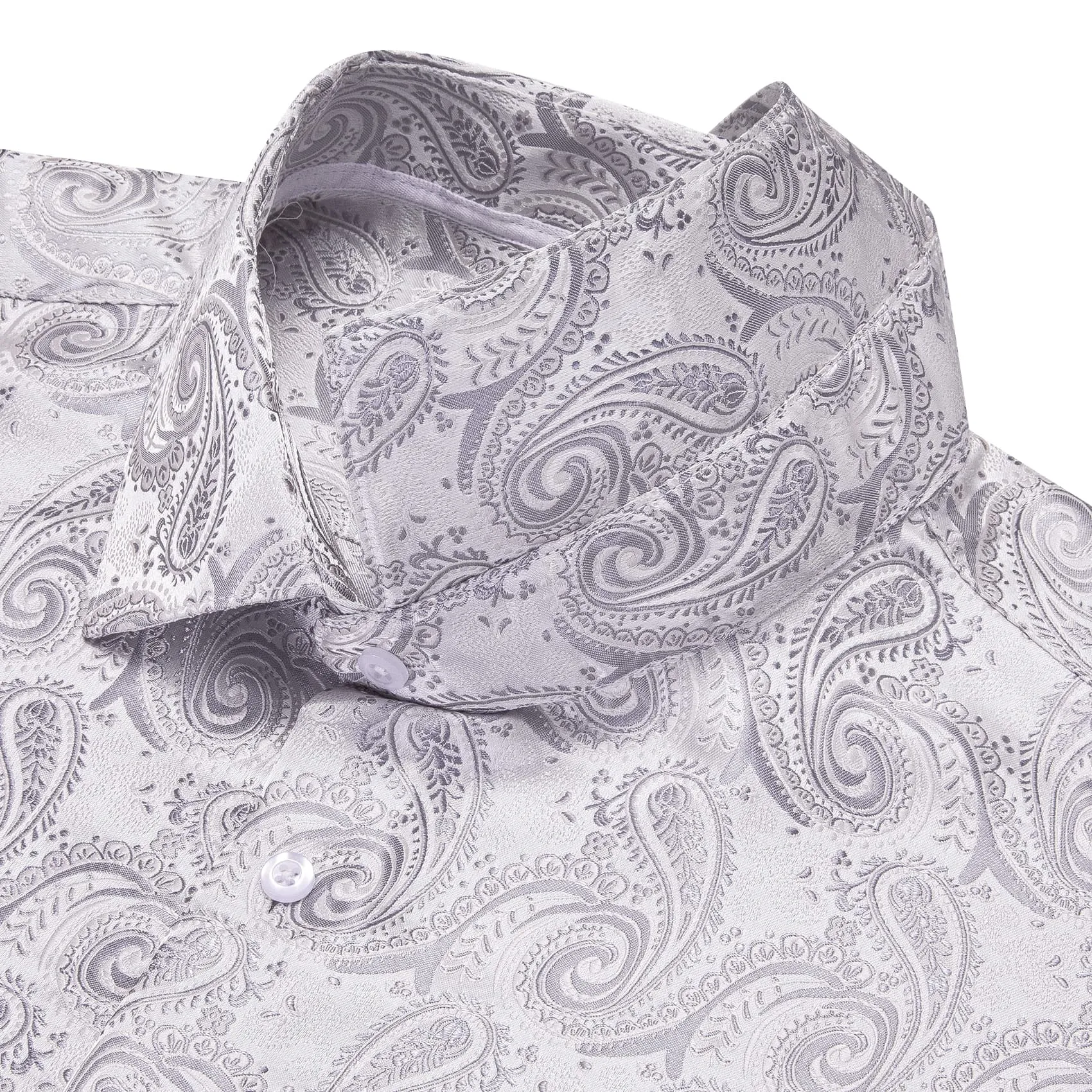 YourTies Silver Grey Shirt Jacquard Paisley Men's Long Sleeve Shirt