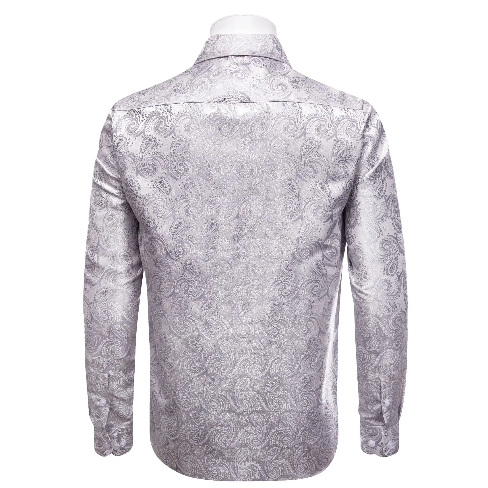YourTies Silver Grey Shirt Jacquard Paisley Men's Long Sleeve Shirt